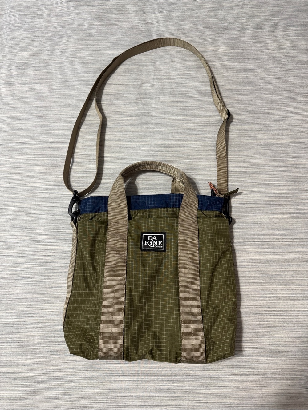 Dakine Jinx Mini Tote Bag Base Camp Ripstop Crossbody Olive Green Navy